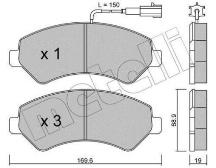 Комплект гальмівних колодок (дискових) Metelli 2207090