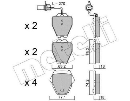 Комплект гальмівних колодок (дискових) Metelli 2207741