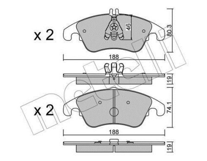 Комплект тормозных колодок (дисковых) Metelli 2207752 (фото 1)