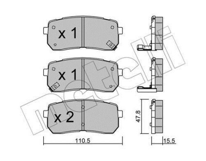 Комплект гальмівних колодок (дискових) Metelli 2207860