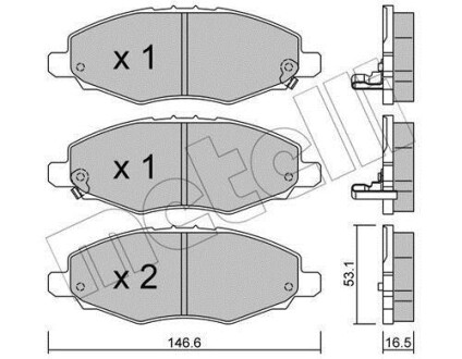 Комплект тормозных колодок, дисковый механизм Metelli 2207980