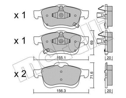 Комплект тормозных колодок (дисковых) Metelli 22-0824-2 (фото 1)