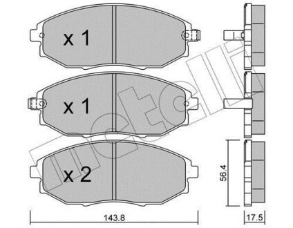 Гальмівні колодки, дискове гальмо (набір) Metelli 2208450