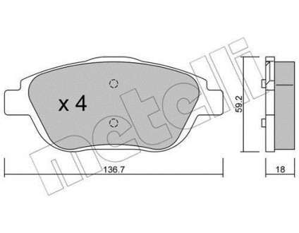 Комплект гальмівних колодок (дискових) Metelli 2208520 (фото 1)