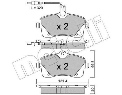 Гальмівні колодки, дискове гальмо (набір) Metelli 2208530