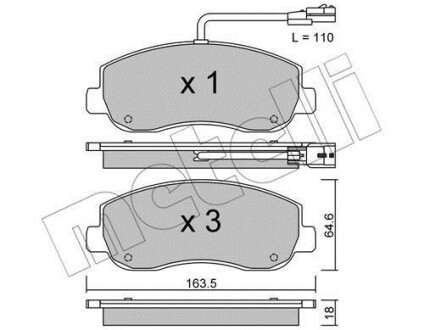 Комплект гальмівних колодок з 4 шт. дисків Metelli 2208980