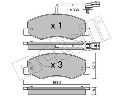 Комплект гальмівних колодок (дискових) Metelli 2209000