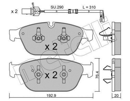 Комплект гальмівних колодок (дискових) Metelli 2209540K (фото 1)