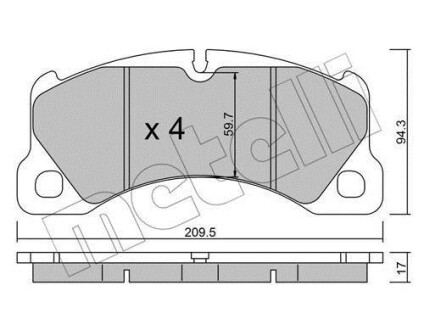 Комплект гальмівних колодок (дискових) Metelli 2209573