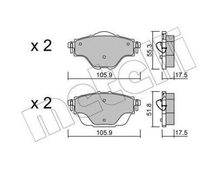 Комплект тормозных колодок (дисковых) Metelli 2209880 (фото 1)