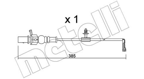 Датчик зносу гальмівних колодок (задніх) Audi A6/A7/A8/Q7/Q8/VW Touareg 15- (L=395mm) Metelli SU348