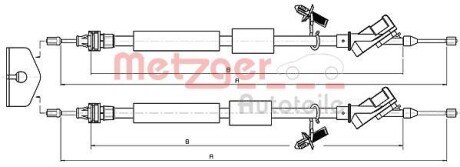 Трос ручного гальма METZGER 105371