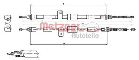 Трос ручного гальма METZGER 115456