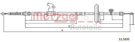 Трос ручника (R) Opel Astra J/Chevrolet Cruze 1.3-2.0 09-15 (1809mm) METZGER 115830 (фото 1)