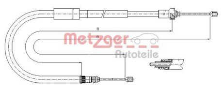 Трос ручного гальма METZGER 116663