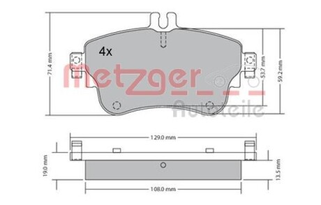 Гальмівні колодки, дискове гальмо (набір) METZGER 1170149