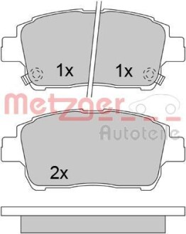 Колодки гальмівні (передні) Toyota Corolla 01-08/Prius 03-09/Yaris 99-05 METZGER 1170322