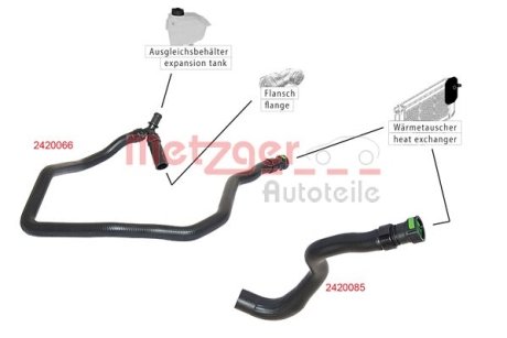 Патрубок системи охолодження гумовий з фітингами METZGER 2420066