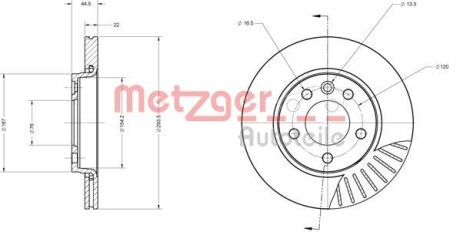 Диск тормозной (задний) VW T5 03- (294x22) METZGER 6110096