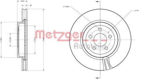 Brake Disc METZGER 6110127 (фото 1)