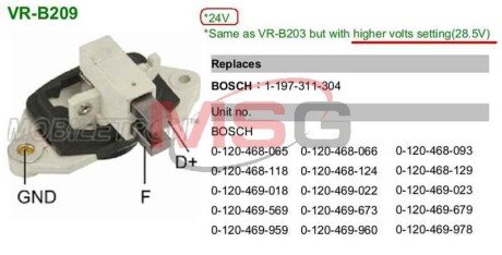 Регулятор напруги генератора MOBILETRON VRB209