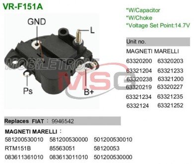 Регулятор генератора MOBILETRON VRF151A (фото 1)