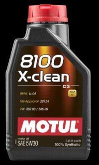 Масло моторное синтетическое "8100 X-clean 5W-30", 1л MOTUL 102785