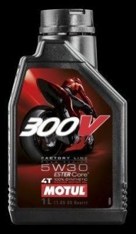 Масло моторное синтетическое "300V 4T Factory Line Road Racing 5W-30", 1л MOTUL 104108