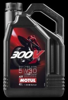 Масло моторное синтетическое "300V 4T Factory Line Road Racing 5W-30", 4л MOTUL 104111