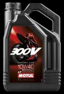 Масло моторное синтетическое "300V 4T Factory Line Road Racing 10W-40", 4л MOTUL 104121