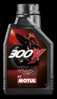 Масло моторное синтетическое "300V 4T Factory Line Road Racing 15W-50", 1л MOTUL 104125