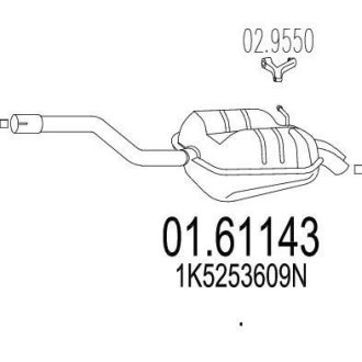 Труба вихлопна koсc. GOLF V 1.9TDI.. MTS 0161143