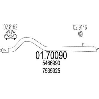 Труба вихлопного газу MTS 0170090