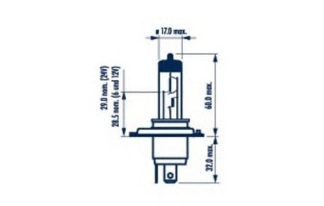 Лампа H4 12V 60/55W P 43t стандарт NARVA 48881