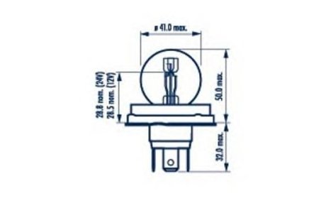 Автолампа Standard R2 P45t 40 W 45 W прозрачная NARVA 49211