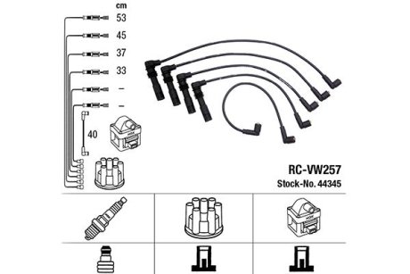 PRZEWODY ZAPЈ RC-VW257 SEAT CORDOBA 1.4I 16V 96-99, IBIZA II 1.4I 16V 96-99 NGK 44345