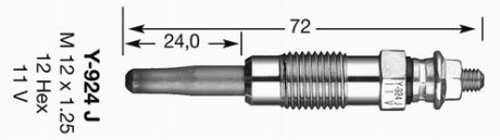 Свеча накаливания Y-924J (D-Power 1) NGK 7906