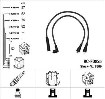 Комплект изолированных проводов для свечей зажигания RC-FD825 NGK 8569