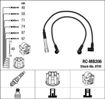 Високовольтні дроти (набір) NGK RCMB206