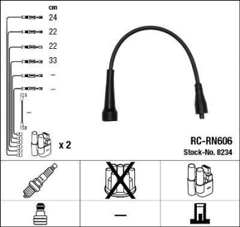 Комплект проводов зажигания NGK RCRN606