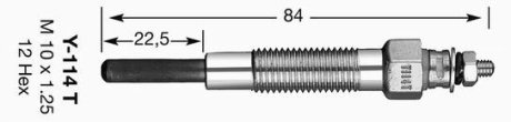 Свічка розжарювання 10.5V (M10x1.25) Mitsubishi NGK Y114T