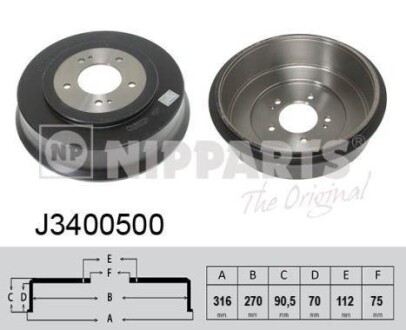 Тормозной барабан NIPPARTS J3400500