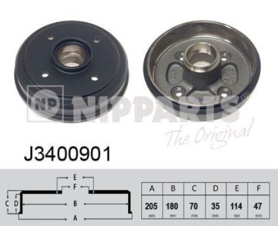 Тормозной барабан NIPPARTS J3400901