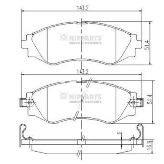 Гальмівні колодки, дискове гальмо (набір) NIPPARTS J3600902