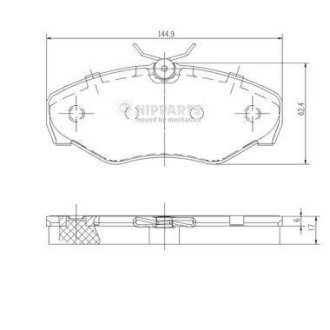 Гальмівні колодки, дискове гальмо (набір) NIPPARTS J3601080