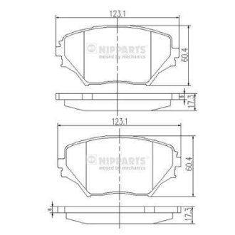 Гальмівні колодки, дискове гальмо (набір) NIPPARTS J3602095