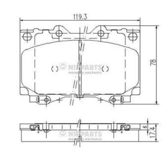 Гальмівні колодки, дискове гальмо (набір) NIPPARTS J3602097