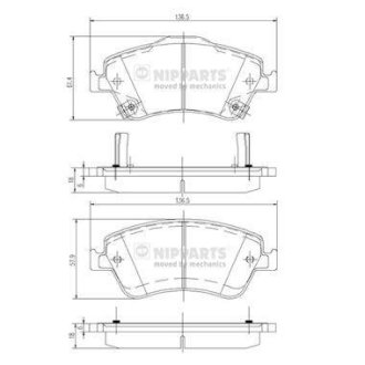 Гальмівні колодки, дискове гальмо (набір) NIPPARTS J3602124