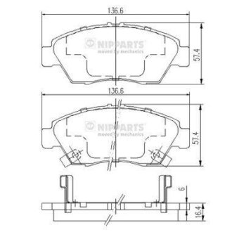 Комплект тормозных колодок, дисковый механизм NIPPARTS J3604033