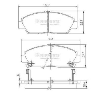 Комплект тормозных колодок, дисковый механизм NIPPARTS J3604037